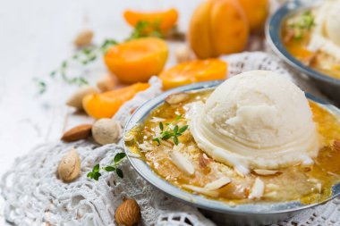 Kayısı kek vanilyalı dondurma ile