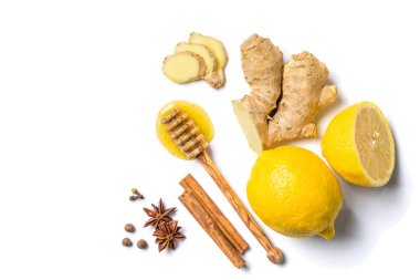 Zencefil çayı ve malzemeler