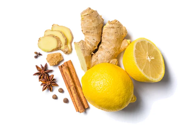 Ginger tea and ingredients — Stock Photo, Image