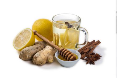 Zencefil çayı ve malzemeler