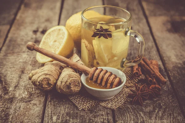 Teh jahe dengan lemon dan madu — Stok Foto