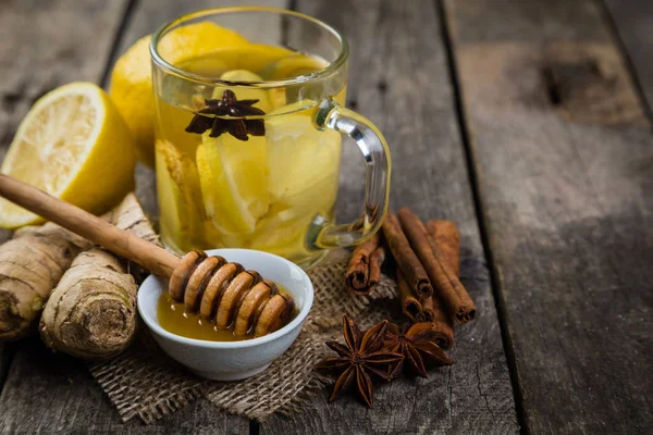 Té de jengibre con limón y miel — Foto de Stock