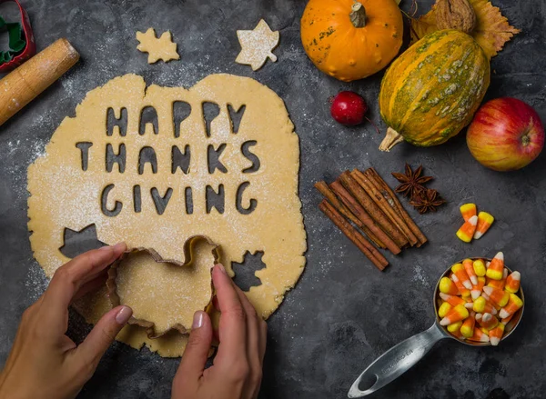 Концепция Дня благодарения - выпечка ингредиентов и символов — стоковое фото