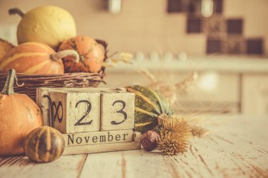 Şükran günü kavramı - süslemeleri ile kabak