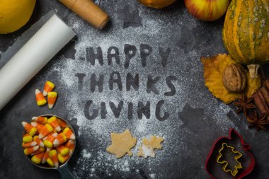 Şükran günü kavramı - malzemeler ve sembolleri pişirme