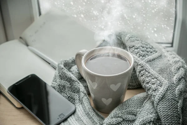 Зимовий затишний гарячий шоколад — стокове фото