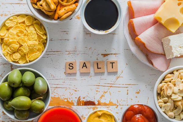 Selectie van zout hoog in zout — Stockfoto
