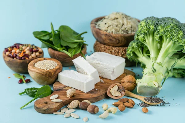 Selección de fuentes de proteínas vegetarianas - dieta saludable concent — Foto de Stock