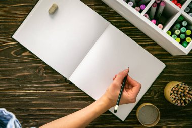 Hobi konsepti - işaretleyicilerle yapılmış ayı eskizi