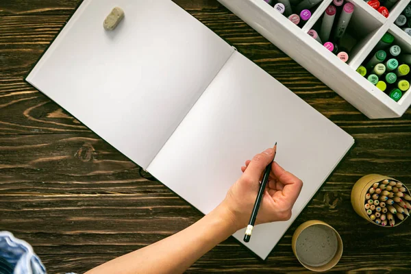 Hobi konsepti - işaretleyicilerle yapılmış ayı eskizi