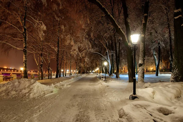 Passeggiata della città di notte in inverno . — Foto Stock