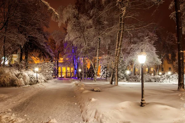 Прогулка по городу ночью зимой . — стоковое фото