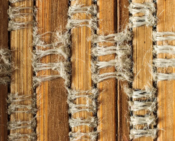Texture of old bamboo branches with threads. — Stock Photo, Image