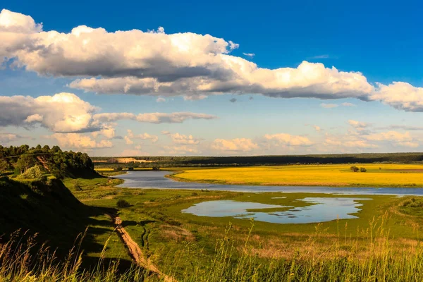 Summer landscape with river and sky — Stock Photo, Image
