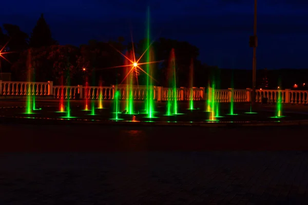 Lumiere fontány v noci — Stock fotografie