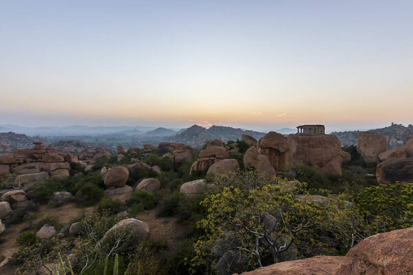 Sunrise in Humpi, state Karnataka, India.