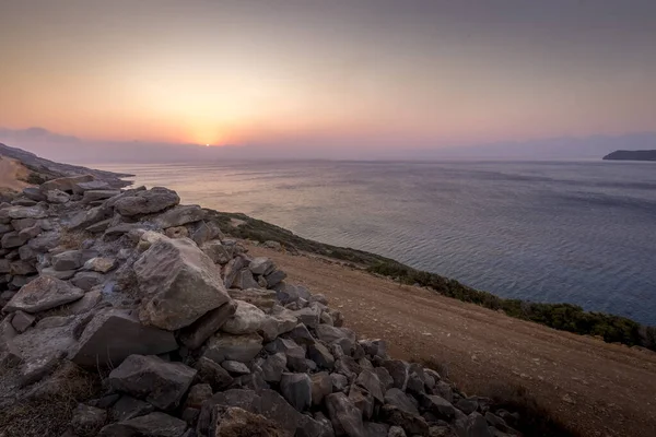 Twilight on the island of Crete near Spinalonga on a summer. — Stock Photo, Image