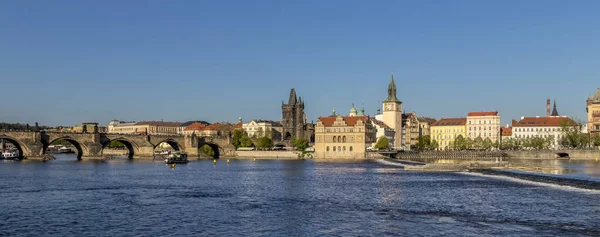 Panorama of Prague on a Vltava river. — Stockfoto