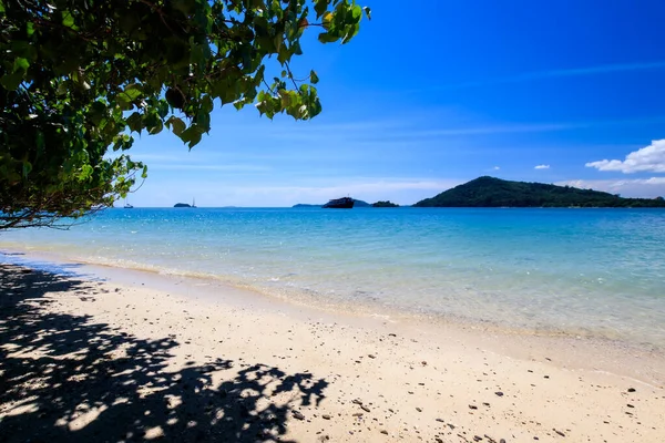 Beach with golden sand and sea. — Stock Photo, Image