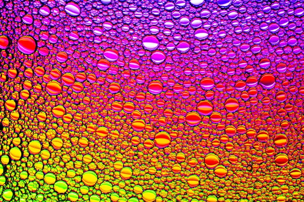 물 위에는 다채 로운 기름 방울 이 있다. 원 과 난소를요. 추상적 이죠 — 스톡 사진