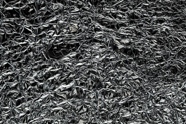 Texture de papier d'aluminium froissé de cuisine. Argent dos abstrait — Photo