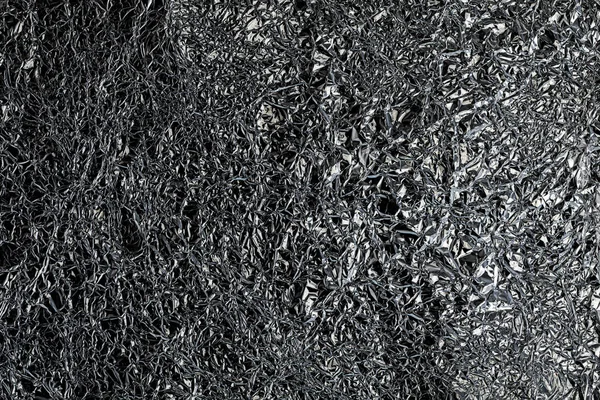 Texture de papier d'aluminium froissé de cuisine. Argent dos abstrait — Photo