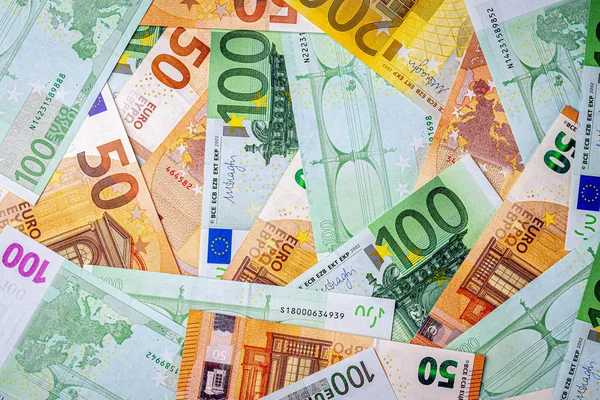 Contexto Das Notas Euro Conceito Riqueza Prosperidade Cenário Abstrato Para — Fotografia de Stock