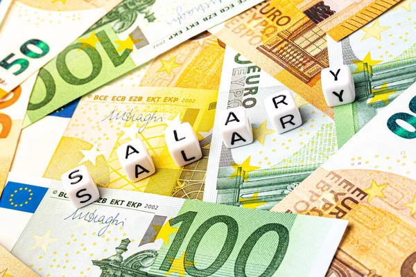 Gyöngyös Fizetés Felirat Eurobankjegyek — Stock Fotó