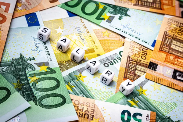 Gyöngyös Fizetés Felirat Eurobankjegyek — Stock Fotó