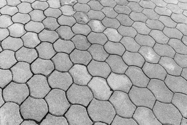 Ovanifrån Grå Monokrom Hexagonal Marksten Väg Gammal Trottoar Granit Struktur — Stockfoto