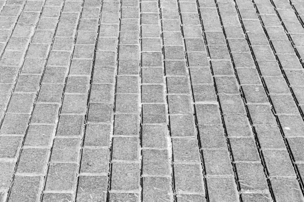 Vista Superior Carretera Adoquines Monocromáticos Antiguo Pavimento Textura Granítica Calle — Foto de Stock