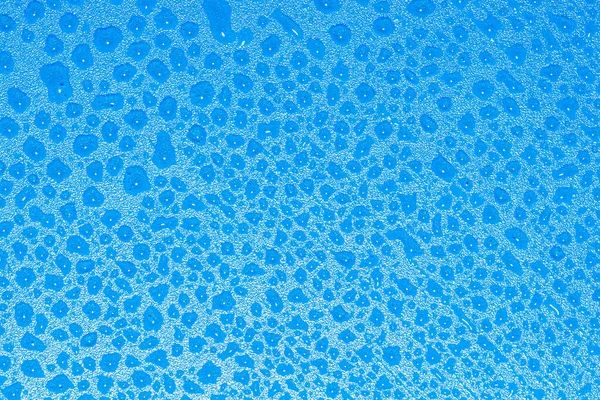 Makro Wassertropfen Auf Blauem Hintergrund Abstraktes Muster Oder Leerzeichen Für — Stockfoto
