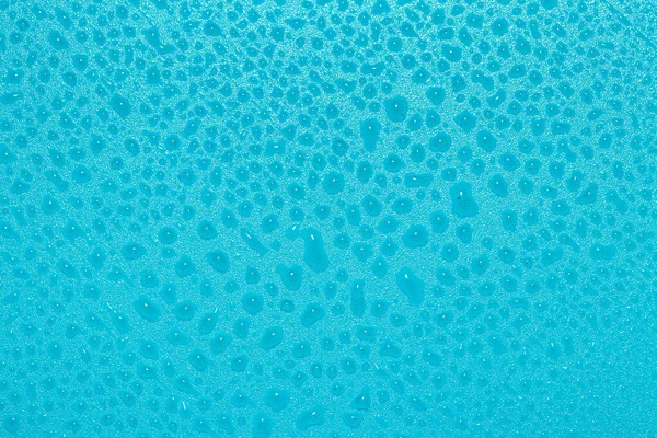 Macro Water Druppels Textuur Een Cyaan Achtergrond Abstract Patroon Blanco — Stockfoto
