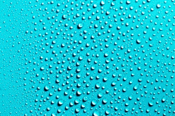 Macro Water Drops Texture Cyan Background Abstract Pattern Blank Design — Stock Photo, Image