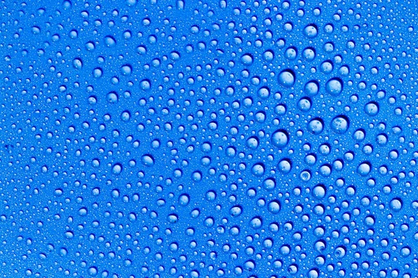 Macro Water Drops Texture Blue Background Abstract Pattern Blank Design — Stock Photo, Image