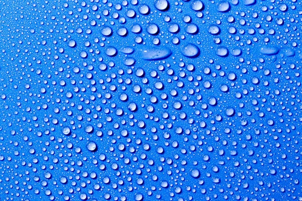 Macro Water Drops Texture Blue Background Abstract Pattern Blank Design — Stock Photo, Image