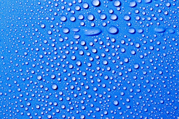 Macro Acqua Gocce Texture Uno Sfondo Blu Modello Astratto Vuoto — Foto Stock