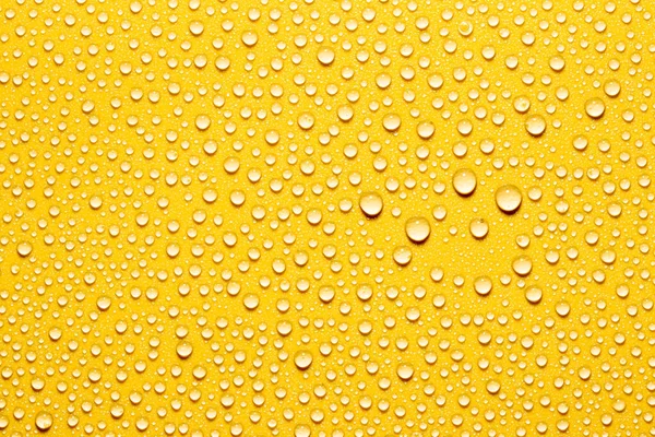 Macro Água Cai Textura Fundo Amarelo Padrão Abstrato Branco Para — Fotografia de Stock