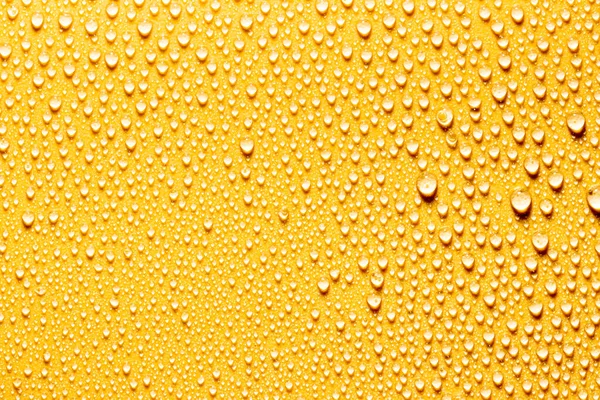 Macro Agua Gotas Textura Sobre Fondo Amarillo Patrón Abstracto Blanco —  Fotos de Stock