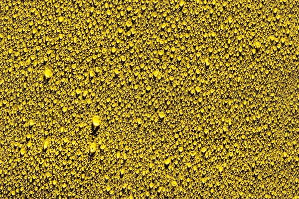 Makro Wassertropfen Auf Gelbem Hintergrund Abstraktes Muster Oder Leerzeichen Für — Stockfoto