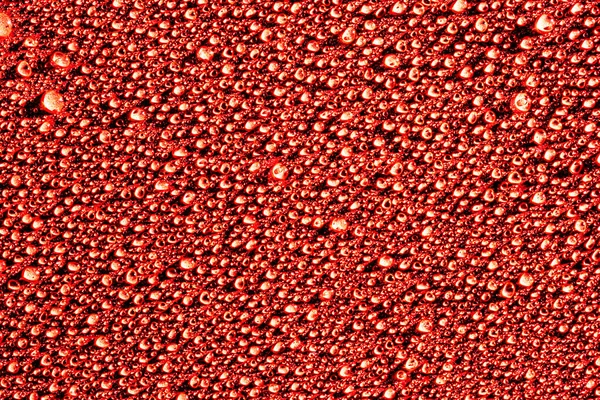 Makro Voda Kapky Textury Červeném Pozadí Abstraktní Vzor Nebo Prázdný — Stock fotografie