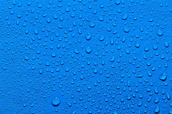 Macro Acqua Gocce Texture Uno Sfondo Blu Modello Astratto Vuoto — Foto Stock