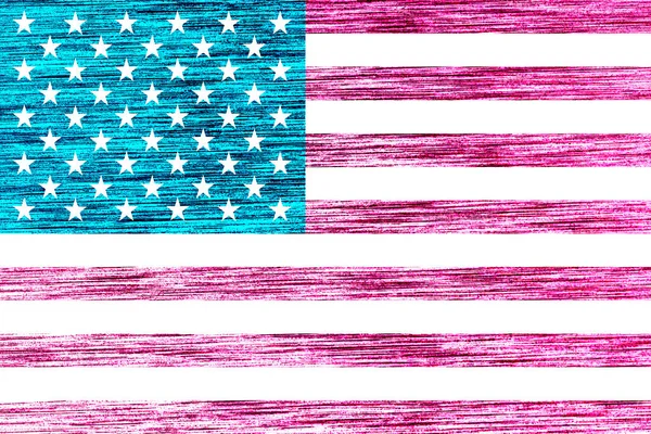 Bendera Usa Pada Tekstur Logam Latar Belakang Abstrak Untuk Desain — Stok Foto