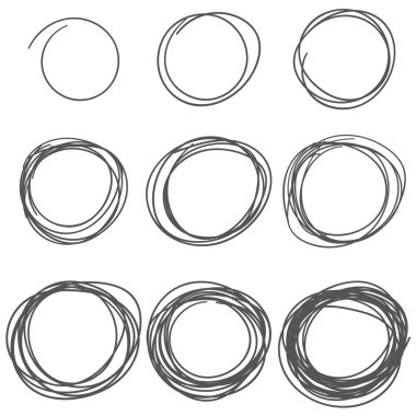 elle çizilmiş karalama çevrelerinde ayarla, vektör tasarım öğeleri