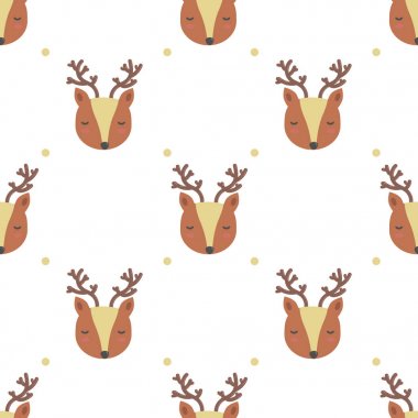 Sevimli çizgi geyik ile seamless modeli. Vektör.