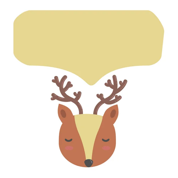 Şirin kare notlar kartı. Sevimli çizgi geyik vektör.