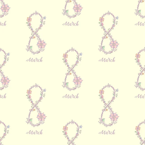 Metin 8 Mart ile zarif desen tasarım. Vektör.
