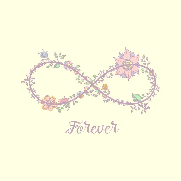 Sonsuzluk işareti ile zarif kart tasarımı. Vektör.