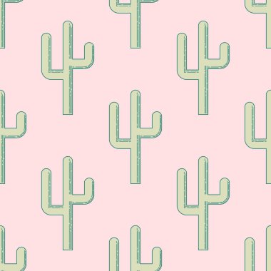 Pembe arka planda kusursuz ana hatlı kaktüs. Vektör illüstrasyonu.