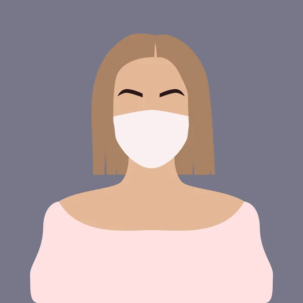 Εικονογράφηση Διάνυσμα Κορίτσι Ιατρική Μάσκα — Διανυσματικό Αρχείο